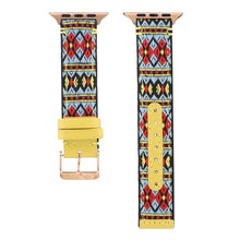Ethnic Leather Watch Band For Apple Watch Series 7 45mm / 6 & SE & 5 & 4 44mm / 3 & 2 & 1 42mm(Yellow)
