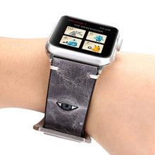 Retro Big Eyes Leather Watch Band For Apple Watch Series 8&7 41mm / SE 2&6&SE&5&4 40mm / 3&2&1 38mm(Gray)