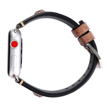 Retro Big Eyes Leather Watch Band For Apple Watch Series 8&7 41mm / SE 2&6&SE&5&4 40mm / 3&2&1 38mm(Meat Meal)