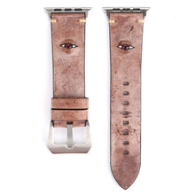 Retro Big Eyes Leather Watch Band For Apple Watch Series 8&7 41mm / SE 2&6&SE&5&4 40mm / 3&2&1 38mm(Meat Meal)