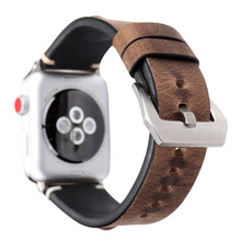 Retro Big Eyes Leather Watch Band For Apple Watch Series 8&7 41mm / SE 2&6&SE&5&4 40mm / 3&2&1 38mm(Dark Brown)