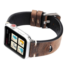 Retro Big Eyes Leather Watch Band For Apple Watch Series 8&7 41mm / SE 2&6&SE&5&4 40mm / 3&2&1 38mm(Dark Brown)