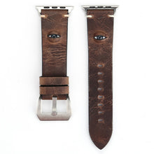 Retro Big Eyes Leather Watch Band For Apple Watch Series 8&7 41mm / SE 2&6&SE&5&4 40mm / 3&2&1 38mm(Dark Brown)