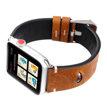Retro Big Eyes Leather Watch Band For Apple Watch Series 8&7 41mm / SE 2&6&SE&5&4 40mm / 3&2&1 38mm(Brown)