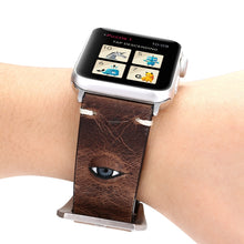 Retro Big Eyes Leather Watch Band For Apple Watch Ultra 49mm / Series 8&7 45mm / SE 2&6&SE&5&4 44mm / 3&2&1 42mm(Dark Brown)