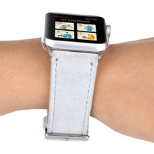 Frosted Genuine Leather Watch Band For Apple Watch Series 7 41mm / 6 & SE & 5 & 4 40mm / 3 & 2 & 1 38mm(White)