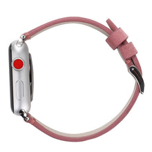 Frosted Genuine Leather Watch Band For Apple Watch Series 7 41mm / 6 & SE & 5 & 4 40mm / 3 & 2 & 1 38mm(Pink)