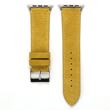Frosted Genuine Leather Watch Band For Apple Watch Series 7 41mm / 6 & SE & 5 & 4 40mm / 3 & 2 & 1 38mm(Yellow)