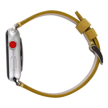 Frosted Genuine Leather Watch Band For Apple Watch Series 7 41mm / 6 & SE & 5 & 4 40mm / 3 & 2 & 1 38mm(Yellow)
