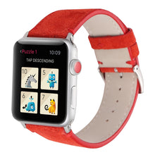 Frosted Genuine Leather Watch Band For Apple Watch Series 7 41mm / 6 & SE & 5 & 4 40mm / 3 & 2 & 1 38mm(Red)