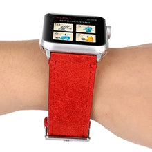 Frosted Genuine Leather Watch Band For Apple Watch Series 7 41mm / 6 & SE & 5 & 4 40mm / 3 & 2 & 1 38mm(Red)