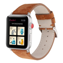 Frosted Genuine Leather Watch Band For Apple Watch Series 7 41mm / 6 & SE & 5 & 4 40mm / 3 & 2 & 1 38mm(Brown)