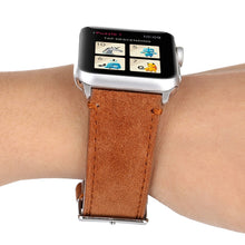 Frosted Genuine Leather Watch Band For Apple Watch Series 7 41mm / 6 & SE & 5 & 4 40mm / 3 & 2 & 1 38mm(Brown)