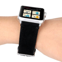 Frosted Genuine Leather Watch Band For Apple Watch Series 7 41mm / 6 & SE & 5 & 4 40mm / 3 & 2 & 1 38mm(Black)