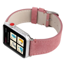 Frosted Genuine Leather Watch Band For Apple Watch Series 7 45mm / 6 & SE & 5 & 4 44mm / 3 & 2 & 1 42mm(Pink)