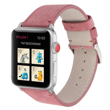Frosted Genuine Leather Watch Band For Apple Watch Series 7 45mm / 6 & SE & 5 & 4 44mm / 3 & 2 & 1 42mm(Pink)