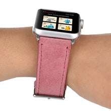 Frosted Genuine Leather Watch Band For Apple Watch Series 7 45mm / 6 & SE & 5 & 4 44mm / 3 & 2 & 1 42mm(Pink)