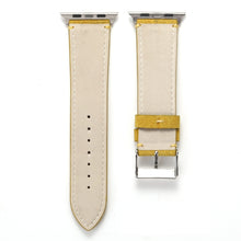 Frosted Genuine Leather Watch Band For Apple Watch Series 7 45mm / 6 & SE & 5 & 4 44mm / 3 & 2 & 1 42mm(Yellow)