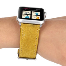 Frosted Genuine Leather Watch Band For Apple Watch Series 7 45mm / 6 & SE & 5 & 4 44mm / 3 & 2 & 1 42mm(Yellow)