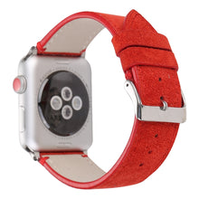 Frosted Genuine Leather Watch Band For Apple Watch Series 7 45mm / 6 & SE & 5 & 4 44mm / 3 & 2 & 1 42mm(Red)