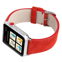 Frosted Genuine Leather Watch Band For Apple Watch Series 7 45mm / 6 & SE & 5 & 4 44mm / 3 & 2 & 1 42mm(Red)