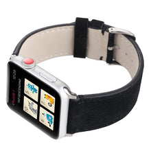 Frosted Genuine Leather Watch Band For Apple Watch Series 7 45mm / 6 & SE & 5 & 4 44mm / 3 & 2 & 1 42mm(Black)