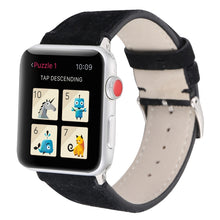 Frosted Genuine Leather Watch Band For Apple Watch Series 7 45mm / 6 & SE & 5 & 4 44mm / 3 & 2 & 1 42mm(Black)