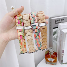 Wooden Bead Woven Watch Band For Apple Watch Series 8&7 41mm / SE 2&6&SE&5&4 40mm / 3&2&1 38mm(Brown)