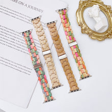 Wooden Bead Woven Watch Band For Apple Watch Series 8&7 41mm / SE 2&6&SE&5&4 40mm / 3&2&1 38mm(Rainbow B)