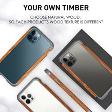 For iPhone 12 / 12 Pro R-JUST Metal + Wood Frame Protective Case