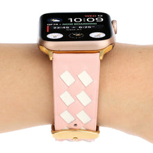 For Apple Watch Ultra 49mm / Series 8&7 45mm / SE 2&6&SE&5&4 44mm / 3&2&1 42mm Woven Pattern Genuine Leather Strap(Pink White)