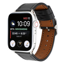For Apple Watch Series 7 41mm / 6 & SE & 5 & 4 40mm / 3 & 2 & 1 38mm Modern Style Buckle Genuine Leather Strap(Black)