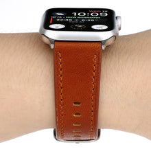 For Apple Watch Series 7 41mm / 6 & SE & 5 & 4 40mm / 3 & 2 & 1 38mm Modern Style Buckle Genuine Leather Strap(Brown)