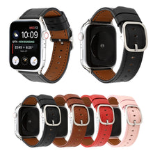 For Apple Watch Series 7 41mm / 6 & SE & 5 & 4 40mm / 3 & 2 & 1 38mm Modern Style Buckle Genuine Leather Strap(Brown)