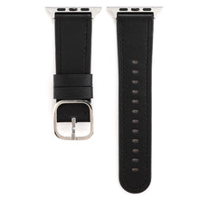 For Apple Watch Series 7 45mm / 6 & SE & 5 & 4 44mm / 3 & 2 & 1 42mm Modern Style Buckle Genuine Leather Strap(Black)