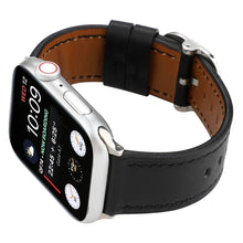 For Apple Watch Series 7 45mm / 6 & SE & 5 & 4 44mm / 3 & 2 & 1 42mm Modern Style Buckle Genuine Leather Strap(Black)