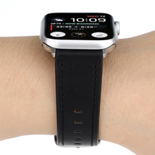 For Apple Watch Series 7 45mm / 6 & SE & 5 & 4 44mm / 3 & 2 & 1 42mm Modern Style Buckle Genuine Leather Strap(Black)