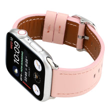 For Apple Watch Series 7 45mm / 6 & SE & 5 & 4 44mm / 3 & 2 & 1 42mm Modern Style Buckle Genuine Leather Strap(Pink)