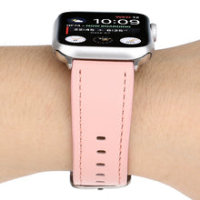 For Apple Watch Series 7 45mm / 6 & SE & 5 & 4 44mm / 3 & 2 & 1 42mm Modern Style Buckle Genuine Leather Strap(Pink)
