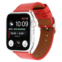 For Apple Watch Series 7 45mm / 6 & SE & 5 & 4 44mm / 3 & 2 & 1 42mm Modern Style Buckle Genuine Leather Strap(Red)