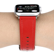 For Apple Watch Series 7 45mm / 6 & SE & 5 & 4 44mm / 3 & 2 & 1 42mm Modern Style Buckle Genuine Leather Strap(Red)