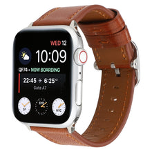 For Apple Watch Series 7 45mm / 6 & SE & 5 & 4 44mm / 3 & 2 & 1 42mm Modern Style Buckle Genuine Leather Strap(Brown)