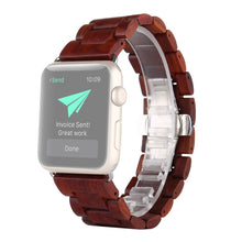 Wooden Watch Band For Apple Watch Series 8&7 41mm / SE 2&6&SE&5&4 40mm / 3&2&1 38mm(Wine Red)