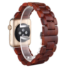 Wooden Watch Band For Apple Watch Series 8&7 41mm / SE 2&6&SE&5&4 40mm / 3&2&1 38mm(Wine Red)
