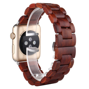 Wooden Watch Band For Apple Watch Series 8&7 41mm / SE 2&6&SE&5&4 40mm / 3&2&1 38mm(Wine Red)