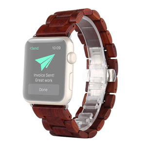 Wooden Watch Band For Apple Watch Series 8&7 41mm / SE 2&6&SE&5&4 40mm / 3&2&1 38mm(Wine Red)