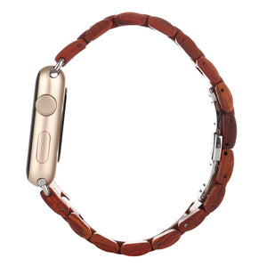 Wooden Watch Band For Apple Watch Series 8&7 41mm / SE 2&6&SE&5&4 40mm / 3&2&1 38mm(Wine Red)