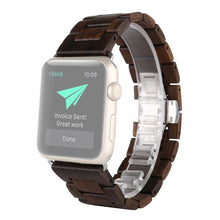 Wooden Watch Band For Apple Watch Series 7 41mm / 6 & SE & 5 & 4 40mm / 3 & 2 & 1 38mm(Dark Brown)