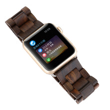 Wooden Watch Band For Apple Watch Series 7 41mm / 6 & SE & 5 & 4 40mm / 3 & 2 & 1 38mm(Dark Brown)