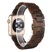 Wooden Watch Band For Apple Watch Series 7 41mm / 6 & SE & 5 & 4 40mm / 3 & 2 & 1 38mm(Dark Brown)